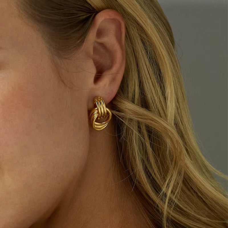 Elara Gold Twist Earrings