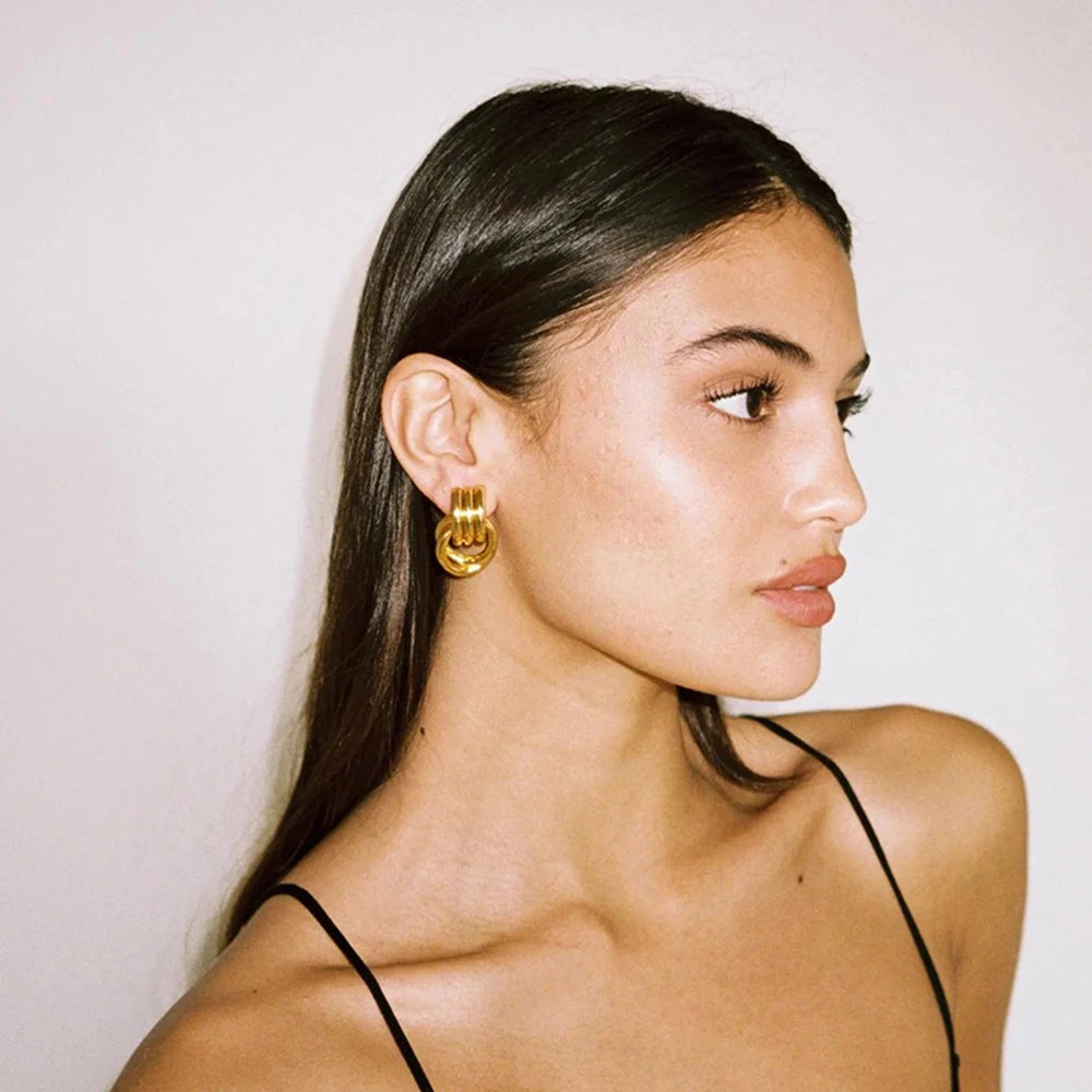 Elara Gold Twist Earrings